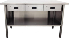 Jamco - 60 Wide x 30" Deep x 35" High, Stainless Steel Workbench - Flat Top, Fixed Legs, Stainless - Exact Tooling
