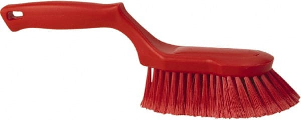 Vikan - 2" Bristle Length, Polyester Wash Brush - 5-13/16" Long x 5" Wide Head, 13-1/2" OAL, Red, Polypropylene Block - Exact Tooling