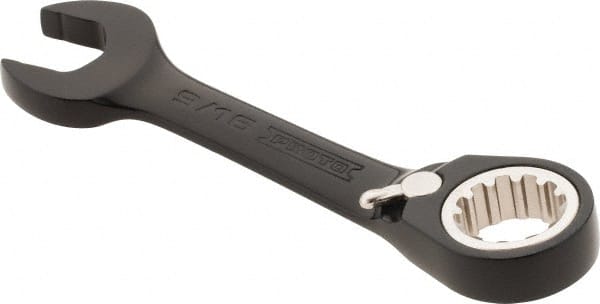 Proto - 9/16" 12 Point Offset Combination Wrench - 15° Offset Angle, 4-1/2" OAL, Steel, Black Chrome Finish - Exact Tooling