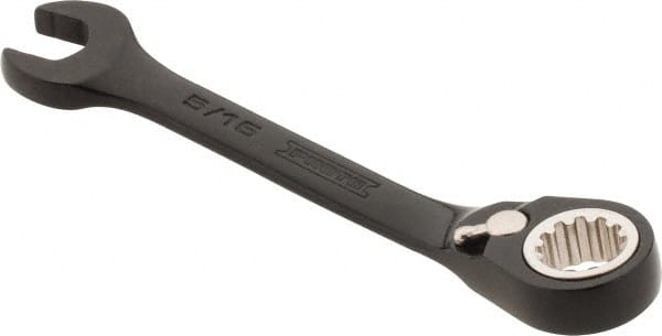 Proto - 5/16" 12 Point Offset Combination Wrench - 15° Offset Angle, 3-1/2" OAL, Steel, Black Chrome Finish - Exact Tooling