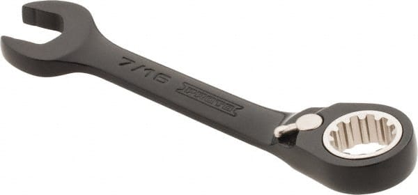 Proto - 7/16" 12 Point Offset Combination Wrench - 15° Offset Angle, 4" OAL, Steel, Black Chrome Finish - Exact Tooling