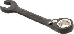 Proto - 7/16" 12 Point Offset Combination Wrench - 15° Offset Angle, 4" OAL, Steel, Black Chrome Finish - Exact Tooling