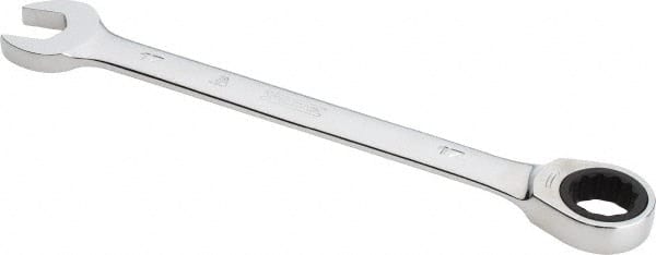 Proto - 17mm 12 Point Combination Wrench - 0° Offset Angle, 8-7/8" OAL, Steel, Chrome Finish - Exact Tooling