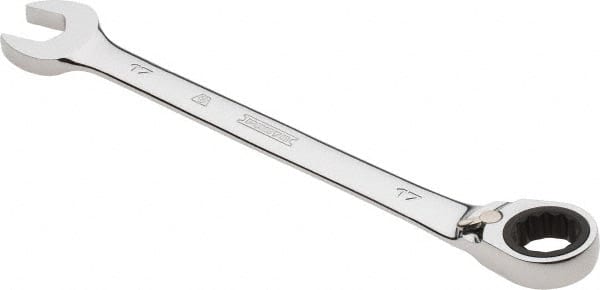 Proto - 17mm 12 Point Combination Wrench - 0° Offset Angle, 8-7/8" OAL, Steel, Chrome Finish - Exact Tooling