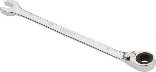 Proto - 7mm 12 Point Combination Wrench - 0° Offset Angle, 5-1/2" OAL, Steel, Chrome Finish - Exact Tooling