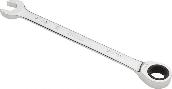 Proto - 7/16" 12 Point Combination Wrench - 0° Offset Angle, 6-1/2" OAL, Steel, Chrome Finish - Exact Tooling