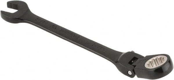 Proto - 3/8" 12 Point Flexhead Combination Wrench - 15° Offset Angle, 5" OAL, Steel, Black Chrome Finish - Exact Tooling