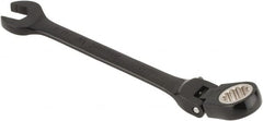 Proto - 3/8" 12 Point Flexhead Combination Wrench - 15° Offset Angle, 5" OAL, Steel, Black Chrome Finish - Exact Tooling