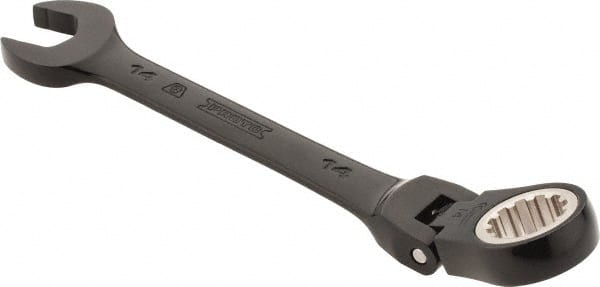 Proto - 14mm 12 Point Flexhead Combination Wrench - 15° Offset Angle, 6" OAL, Steel, Black Chrome Finish - Exact Tooling
