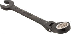 Proto - 15mm 12 Point Flexhead Combination Wrench - 15° Offset Angle, 6" OAL, Steel, Black Chrome Finish - Exact Tooling