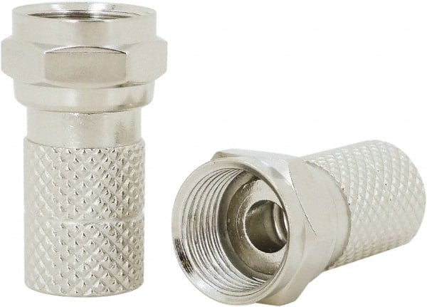 Ideal - Straight, F Type Crimp Coaxial Connector - Compatible with RG6, Brass Contact, Brass Body - Exact Tooling