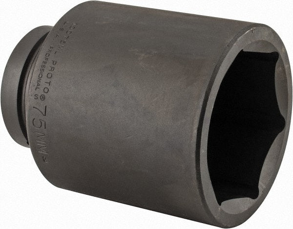 Proto - 1" Drive 75mm Deep Impact Socket - 6 Points, 5-1/4" OAL - Exact Tooling