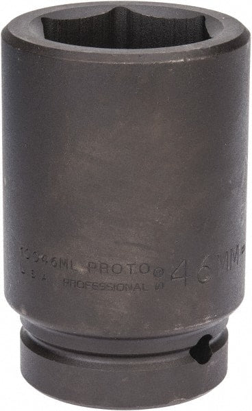Proto - 1" Drive 46mm Deep Impact Socket - 6 Points, 4-1/8" OAL - Exact Tooling