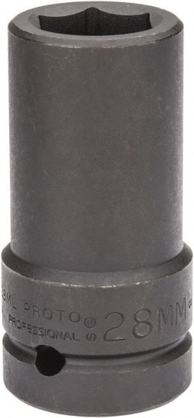 Proto - 1" Drive 28mm Deep Impact Socket - 6 Points, 4" OAL - Exact Tooling