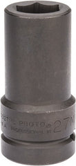 Proto - 1" Drive 27mm Deep Impact Socket - 6 Points, 4" OAL - Exact Tooling