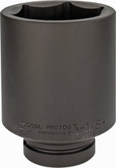 Proto - 1" Drive 3-1/8" Deep Impact Socket - 6 Points, 5-1/2" OAL - Exact Tooling