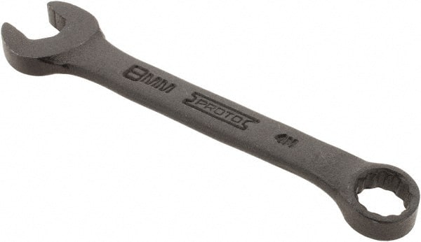Proto - 8mm 12 Point Offset Combination Wrench - 15° Offset Angle, 3-1/2" OAL, Steel, Black Finish - Exact Tooling