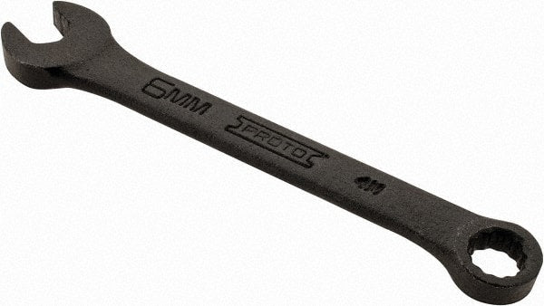 Proto - 6mm 12 Point Offset Combination Wrench - 15° Offset Angle, 3-1/4" OAL, Steel, Black Finish - Exact Tooling