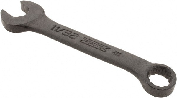 Proto - 11/32" 12 Point Offset Combination Wrench - 15° Offset Angle, 3-5/8" OAL, Steel, Black Finish - Exact Tooling