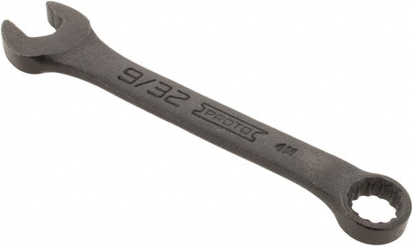 Proto - 9/32" 12 Point Offset Combination Wrench - 15° Offset Angle, 3-25/64" OAL, Steel, Black Finish - Exact Tooling