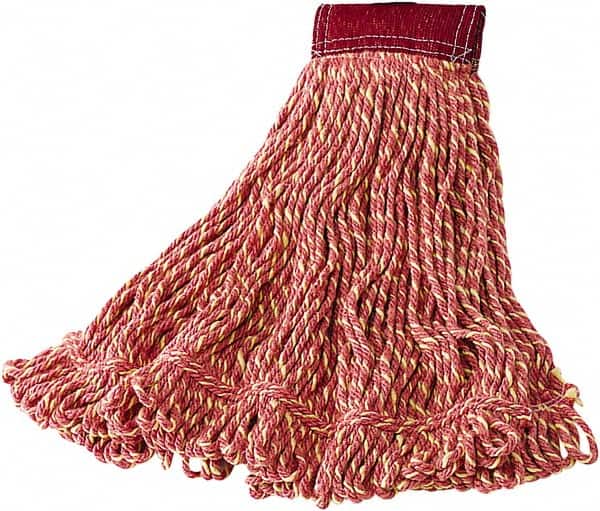 Rubbermaid - 18" Red Head Band, Large Blended Fiber Loop End Mop Head - Hook & Loop Connection - Exact Tooling