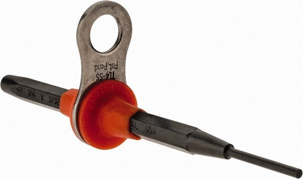 Proto - 3/32" Tethered Pin Punch - 4-3/4" OAL, Steel - Exact Tooling