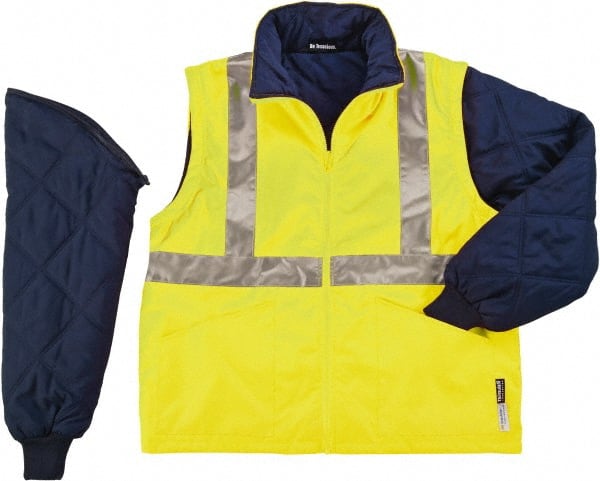 Ergodyne - Size 5XL High Visibility Jacket - Lime, Polyester, Zipper, Snaps Closure - Exact Tooling