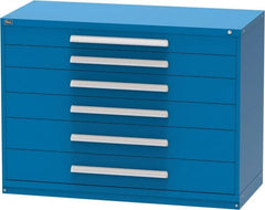 Vidmar - 6 Drawer, Modular Storage Cabinet - Steel, 60" Wide x 27-3/4" Deep x 44" High, Blue - Exact Tooling
