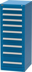 Vidmar - 9 Drawer, Modular Storage Cabinet - Steel, 22-1/2" Wide x 27-3/4" Deep x 59" High, Blue - Exact Tooling