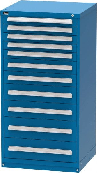 Vidmar - 11 Drawer, Modular Storage Cabinet - Steel, 30" Wide x 27-3/4" Deep x 59" High, Blue - Exact Tooling