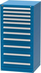 Vidmar - 11 Drawer, Modular Storage Cabinet - Steel, 30" Wide x 27-3/4" Deep x 59" High, Blue - Exact Tooling