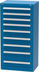 Vidmar - 9 Drawer, Modular Storage Cabinet - Steel, 30" Wide x 21-3/8" Deep x 59" High, Blue - Exact Tooling