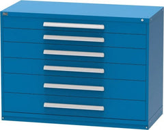 Vidmar - 6 Drawer, Modular Storage Cabinet - Steel, 60" Wide x 27-3/4" Deep x 44" High, Blue - Exact Tooling