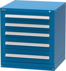 Vidmar - 5 Drawer, Modular Storage Cabinet - Steel, 30" Wide x 27-3/4" Deep x 33" High, Blue - Exact Tooling