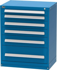 Vidmar - 6 Drawer, Modular Storage Cabinet - Steel, 30" Wide x 21-3/8" Deep x 37" High, Blue - Exact Tooling