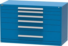 Vidmar - 6 Drawer, Modular Storage Cabinet - Steel, 60" Wide x 27-3/4" Deep x 37" High, Blue - Exact Tooling
