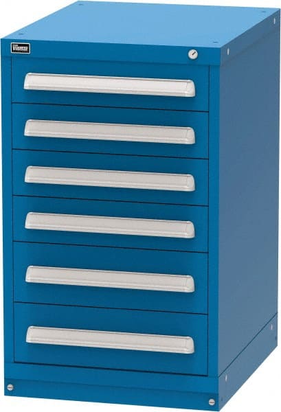 Vidmar - 6 Drawer, Modular Storage Cabinet - Steel, 22-1/2" Wide x 27-3/4" Deep x 37" High, Blue - Exact Tooling