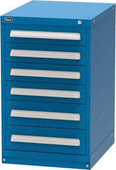 Vidmar - 6 Drawer, Modular Storage Cabinet - Steel, 22-1/2" Wide x 27-3/4" Deep x 37" High, Blue - Exact Tooling