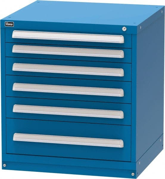 Vidmar - 6 Drawer, Modular Storage Cabinet - Steel, 30" Wide x 27-3/4" Deep x 33" High, Blue - Exact Tooling