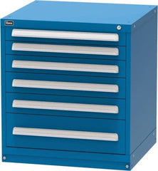 Vidmar - 6 Drawer, Modular Storage Cabinet - Steel, 30" Wide x 27-3/4" Deep x 33" High, Blue - Exact Tooling