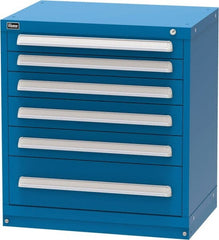 Vidmar - 6 Drawer, Modular Storage Cabinet - Steel, 30" Wide x 21-3/8" Deep x 33" High, Blue - Exact Tooling
