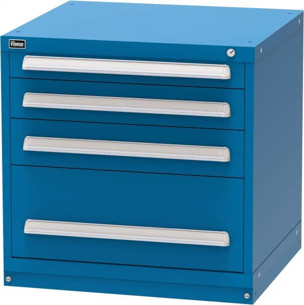 Vidmar - 4 Drawer, Modular Storage Cabinet - Steel, 30" Wide x 27-3/4" Deep x 30" High, Blue - Exact Tooling