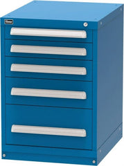 Vidmar - 5 Drawer, Modular Storage Cabinet - Steel, 22-1/2" Wide x 27-3/4" Deep x 33" High, Blue - Exact Tooling