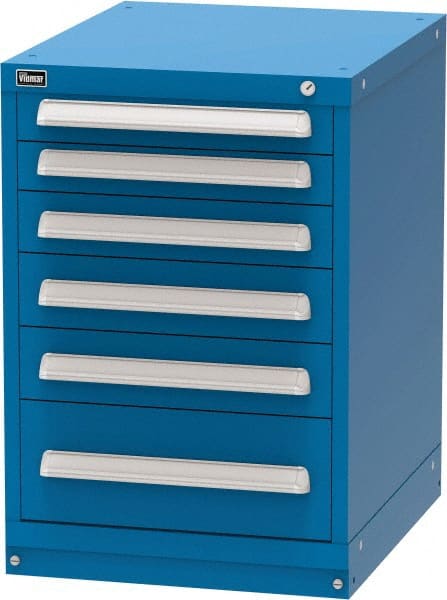 Vidmar - 6 Drawer, Modular Storage Cabinet - Steel, 22-1/2" Wide x 27-3/4" Deep x 33" High, Blue - Exact Tooling