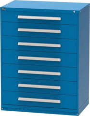 Vidmar - 7 Drawer, Modular Storage Cabinet - Steel, 60" Wide x 27-3/4" Deep x 59" High, Blue - Exact Tooling