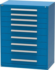 Vidmar - 9 Drawer, Modular Storage Cabinet - Steel, 60" Wide x 27-3/4" Deep x 59" High, Blue - Exact Tooling