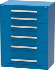 Vidmar - 6 Drawer, Modular Storage Cabinet - Steel, 60" Wide x 27-3/4" Deep x 59" High, Blue - Exact Tooling