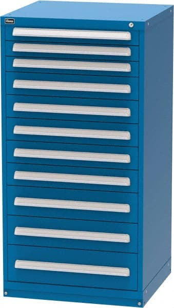 Vidmar - 11 Drawer, Modular Storage Cabinet - Steel, 30" Wide x 27-3/4" Deep x 59" High, Blue - Exact Tooling