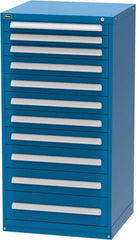 Vidmar - 11 Drawer, Modular Storage Cabinet - Steel, 30" Wide x 27-3/4" Deep x 59" High, Blue - Exact Tooling