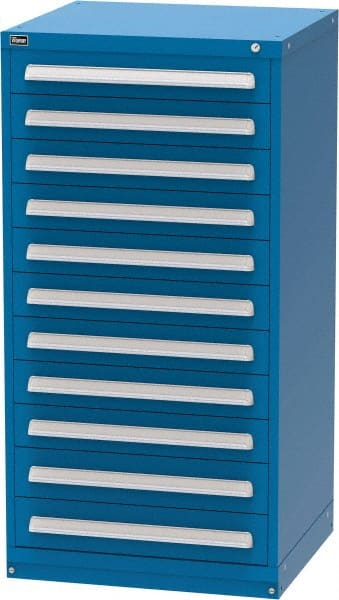 Vidmar - 11 Drawer, Modular Storage Cabinet - Steel, 30" Wide x 27-3/4" Deep x 59" High, Blue - Exact Tooling